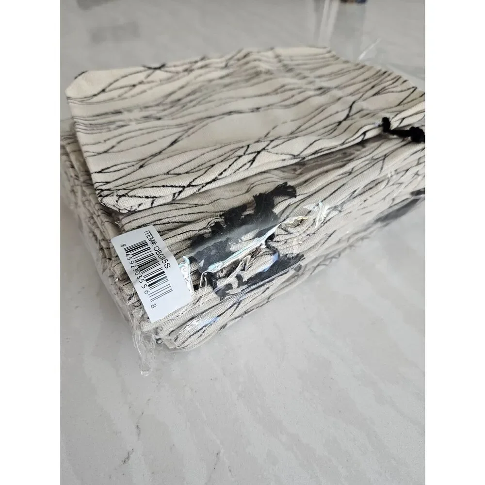 Beige and Black Drawstring Pouch Set Of 20 Medium Size